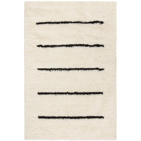 Safavieh 6 x 9 ft. Kenya Collection Contemporary Rectangle Hand Knotted Rug Ivory & Black KNY750Z-6